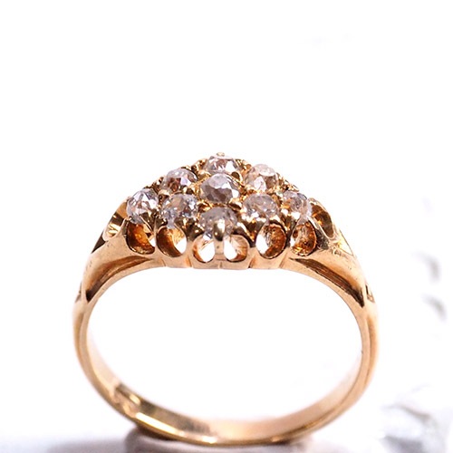 18金　ダイヤモンド　サイドマーキースリング （アンティークジュエリー）