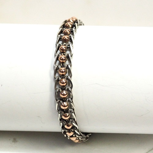 シルバー&ゴールド フレンチチェーン&ボール ブレスレット