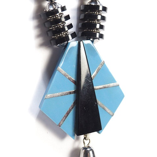 AUGUSTE BONAZ  オーギュストボナーズ アクア＆ブラック　アールデコネックレス