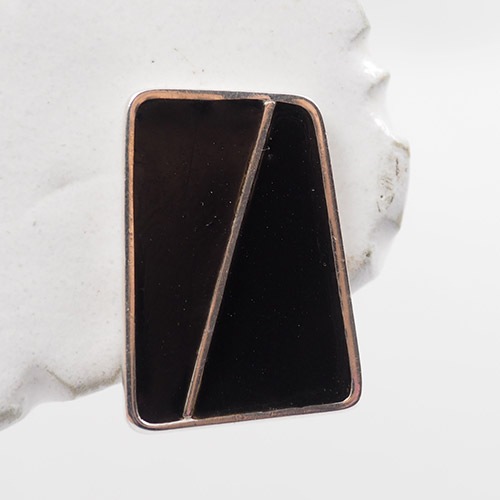 シルバー&ブラックエナメル クリップイヤリング