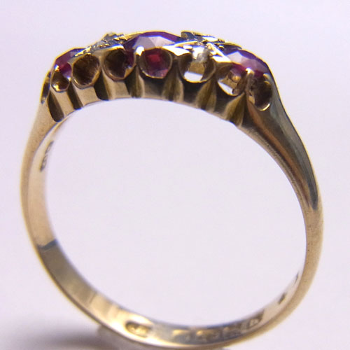 sold 18金 ルビー＆ダイヤモンド　一文字 1901年 リング