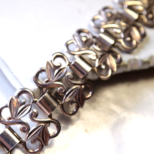 シルバーリーフワイドブレスレット