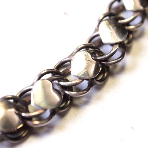 0-ハンドメイドチェーン　ハートシルバーブレスレット