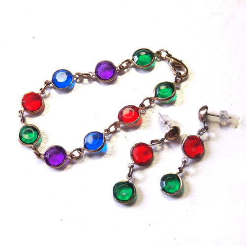 0-マルチカラールーサイト　ブレス＆ピアスセット