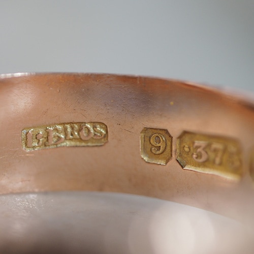 9金　手彫りエタニティ　ヴィクトリアンリング