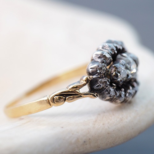 18金　シルバー　オールドヨーロピアンカット　ダイヤモンド　スウェーデンリング