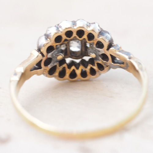 18金　シルバー　オールドヨーロピアンカット　ダイヤモンド　スウェーデンリング