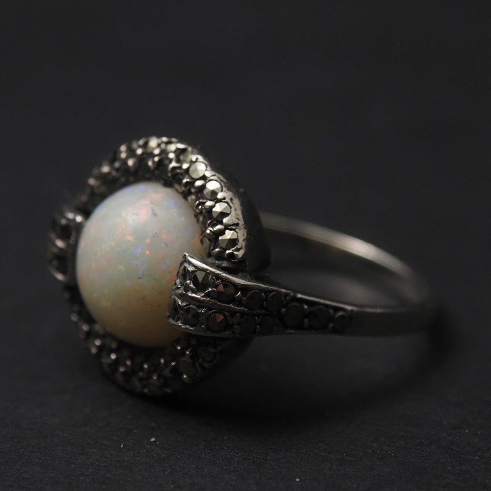sold out 天然オパール×マーカサイト アールデコ・シルバーリング 