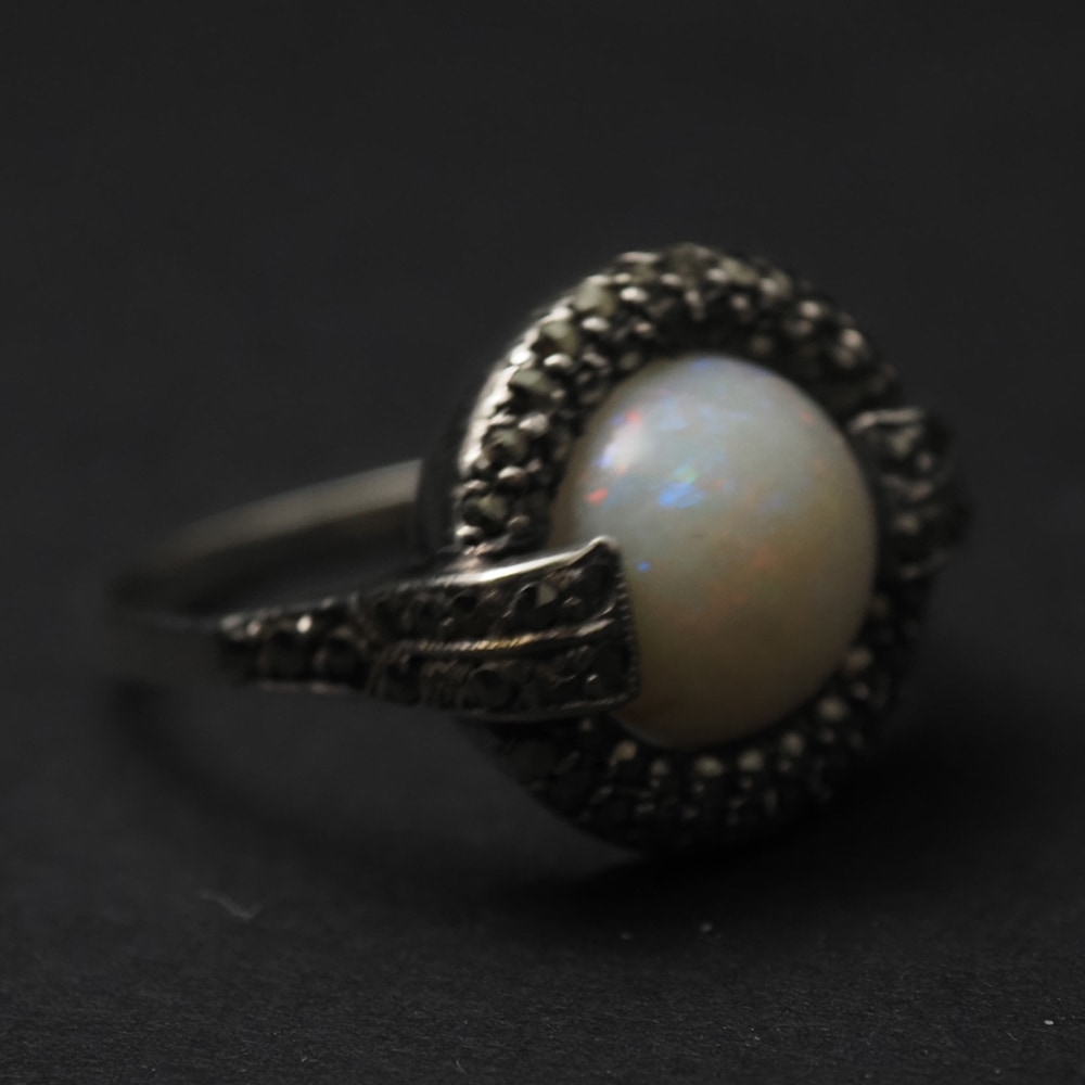 sold out 天然オパール×マーカサイト アールデコ・シルバーリング 