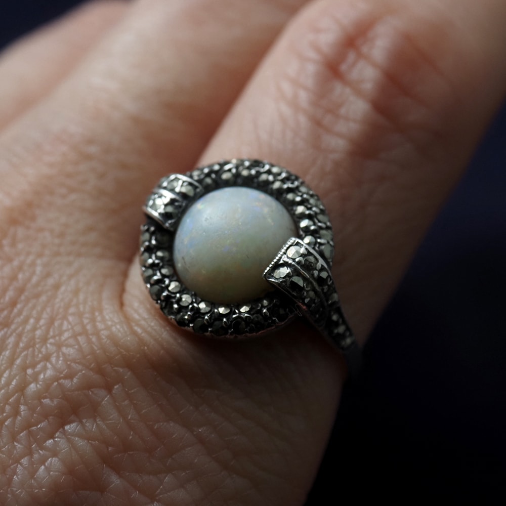 sold out 天然オパール×マーカサイト アールデコ・シルバーリング 