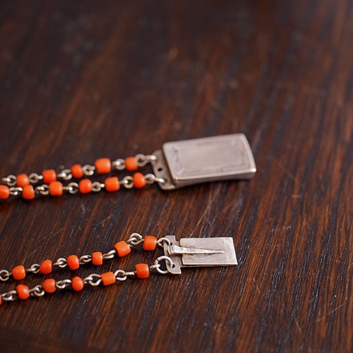 14金 シルバー コーラル&シードパール ネックレス