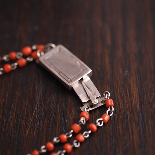 14金 シルバー コーラル&シードパール ネックレス