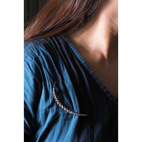 シルバー　クリスタル　ヴィクトリアン　ビッグムーン　ブローチ