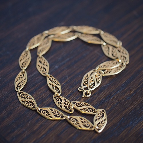 14金　フィリグリーチェーンネックレス