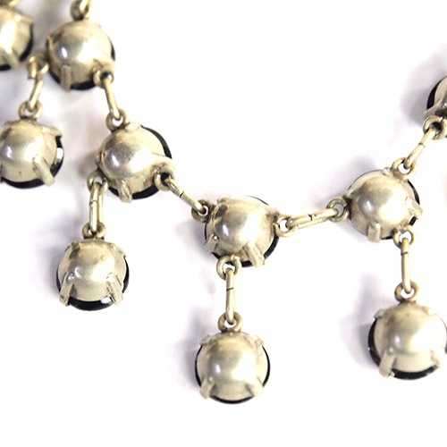 ブラック＆クリア　クリスタル　アールデコネックレス