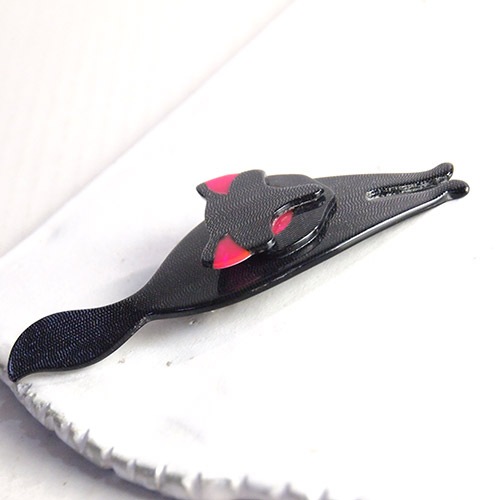 lea stein paris リアスタン　パリ スタンディングキャット（ダークグレー＆ピンク）