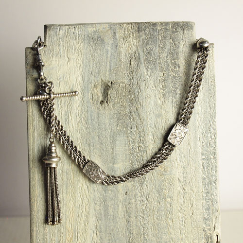 ヴィクトリアン　シルバー　タッセルアルバートチェーン(ショート）