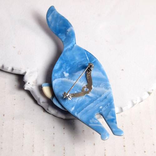 lea stein paris リアスタン　パリ スタンディングキャット（ブル－）