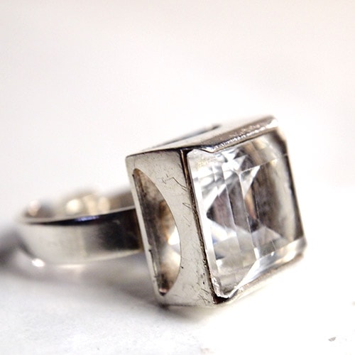 Bengt Hallberg SWEDESIGN スクエアロッククリスタル リング