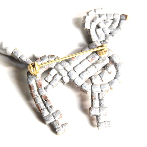 アクア&ピンク クリスタル プードルブローチ