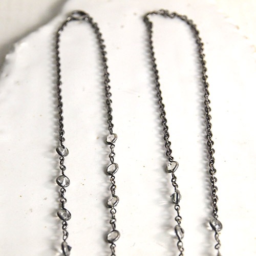 ガンメタル　クリアクリスタル　ロングネックレス（152cm)