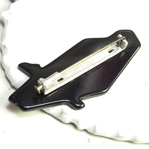 シルバー＆ゴールドペイント　ガラリス　フクロウブローチ