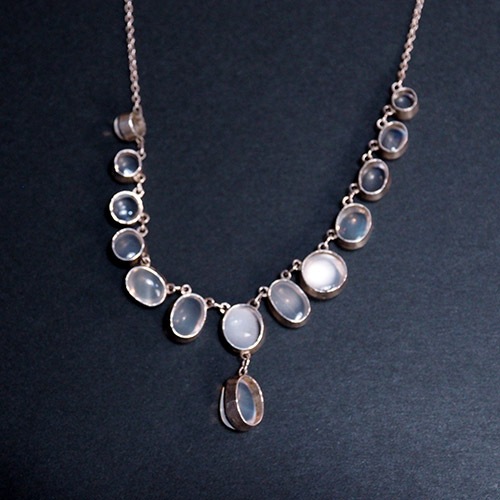 シルバー＆ブルームーンストーン　フリンジネックレス