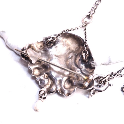 シルバー&シードパール アールヌーボーレディ ペンダントブローチ