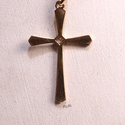 18金 ローズカットダイヤモンド コンビクロス