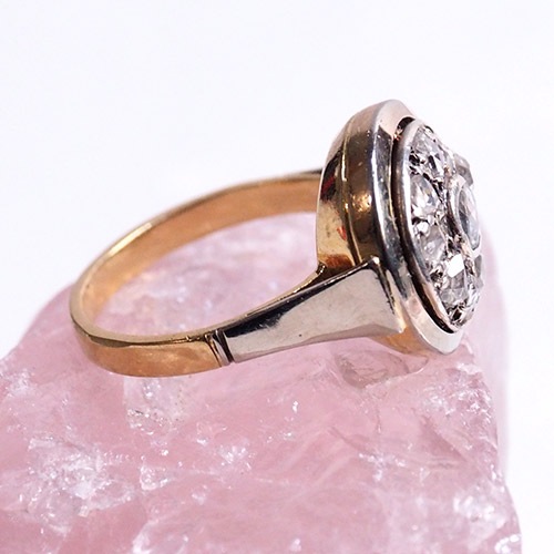 18金　ローズカットダイヤモンド　サークルデザインリング （アンティークジュエリー）