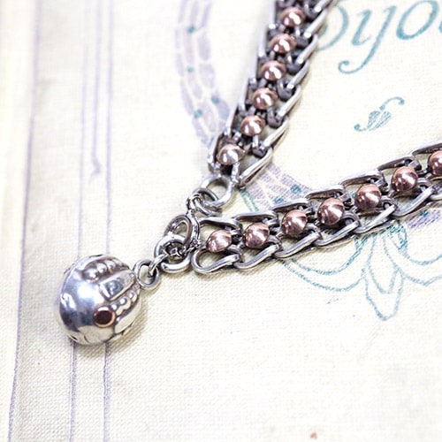 シルバー&ゴールド フレンチチェーン&ボール ブレスレット