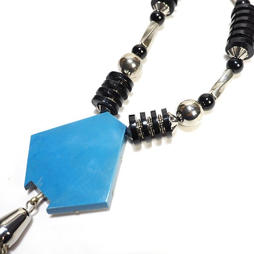 AUGUSTE BONAZ  オーギュストボナーズ アクア＆ブラック　アールデコネックレス