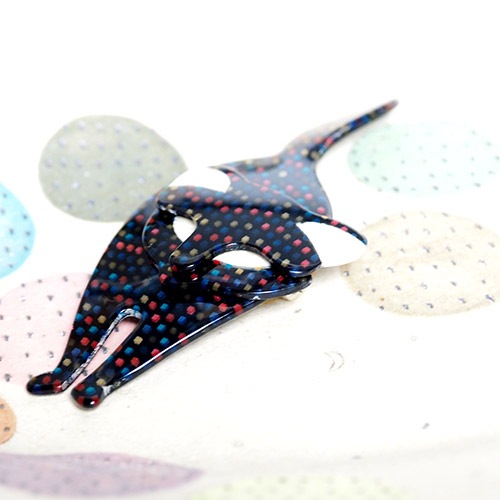 lea stein paris リアスタン　パリ　スタンディングキャット (バッカス）ブラック