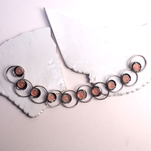 N.E.フロム　ローズクォーツ　ドットブレスレット