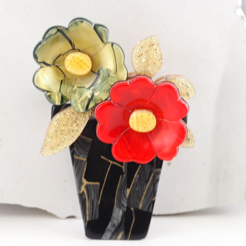 Lea Stein リアスタン フラワーポット ブローチ