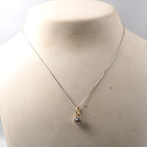 18金　オールドヨーロピアンカット　ダイヤモンド　ソリティアペンダント