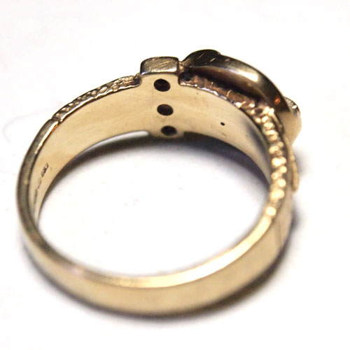 9金 クリスタル 蹄鉄のベルトバックルリング