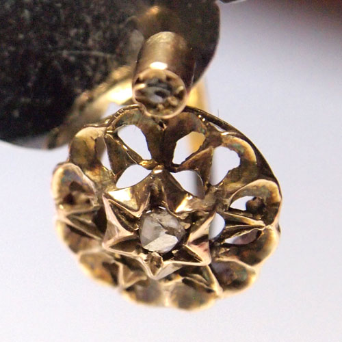 14金ローズカットダイヤモンド　スターピアス