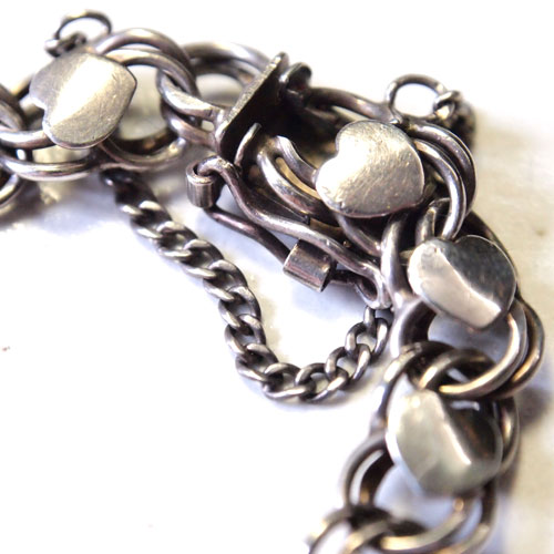 0-ハンドメイドチェーン　ハートシルバーブレスレット