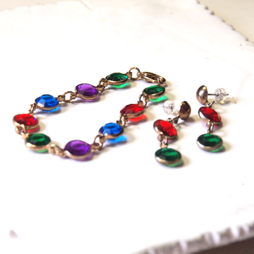 0-マルチカラールーサイト　ブレス＆ピアスセット