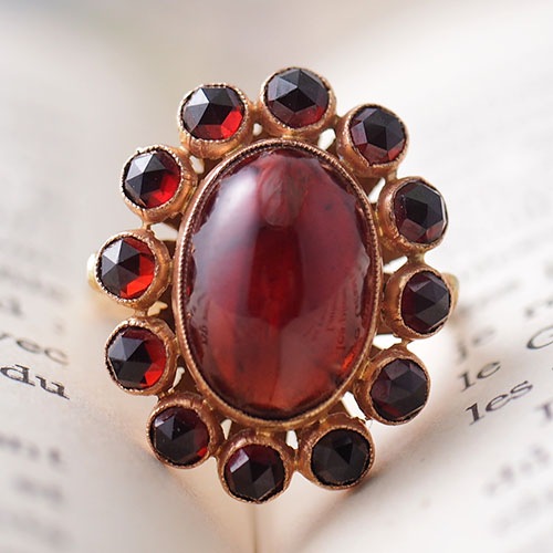 14金　ビッグガーネットリング