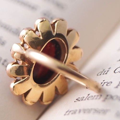 14金　ビッグガーネットリング