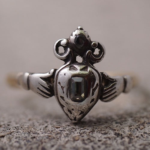 18金シルバー ステップカットダイヤモンド クラダリング