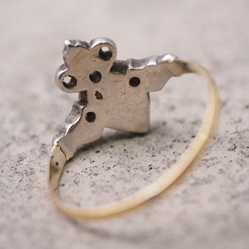 18金シルバー ステップカットダイヤモンド クラダリング