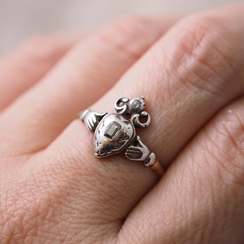 18金シルバー ステップカットダイヤモンド クラダリング