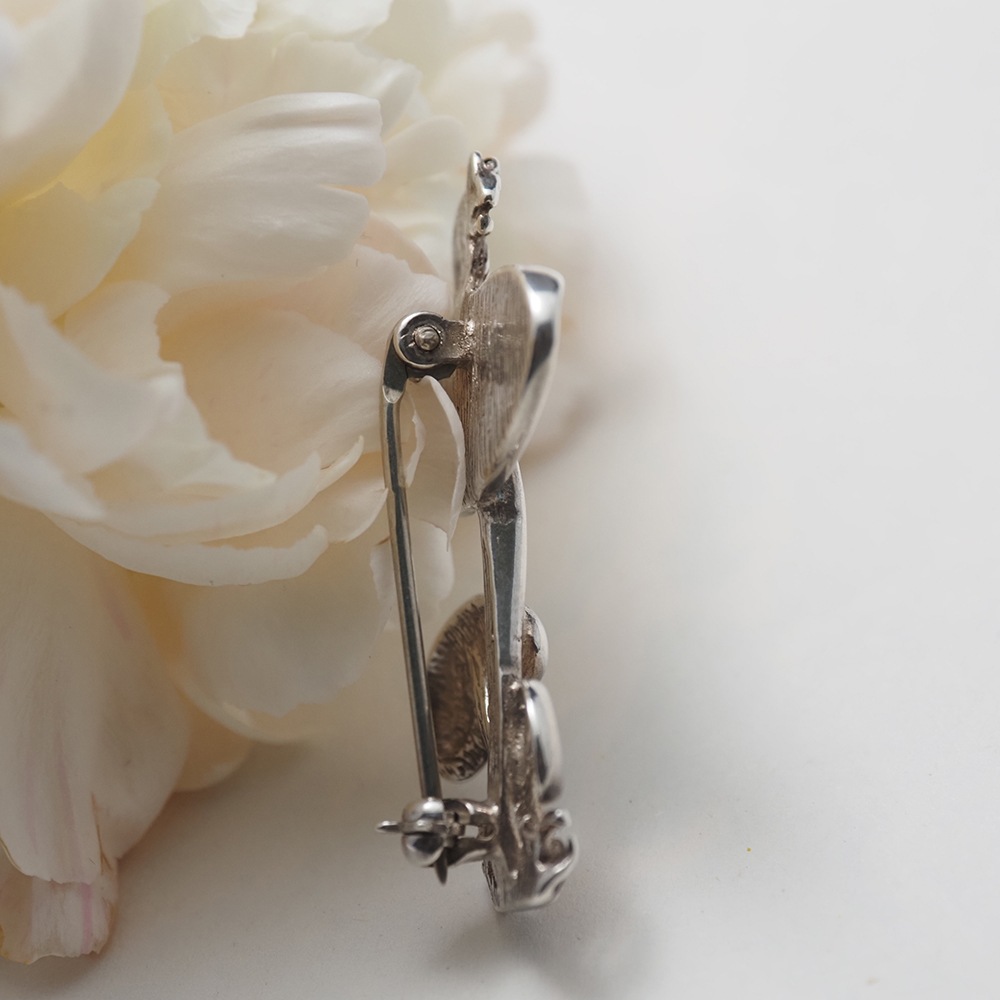 Norman Grant ノーマン・グラント シルバーエナメル「きのことネズミ」ブローチ