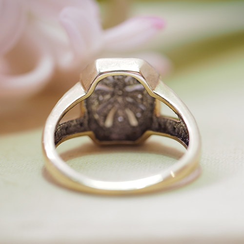 9金　ダイヤモンド　スクエアリング（アンティークジュエリー）