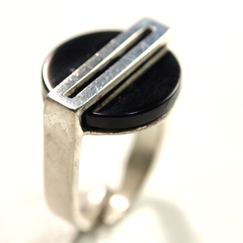 オニキス&シルバー サークルリング