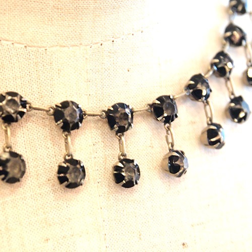 ブラック＆クリア　クリスタル　アールデコネックレス