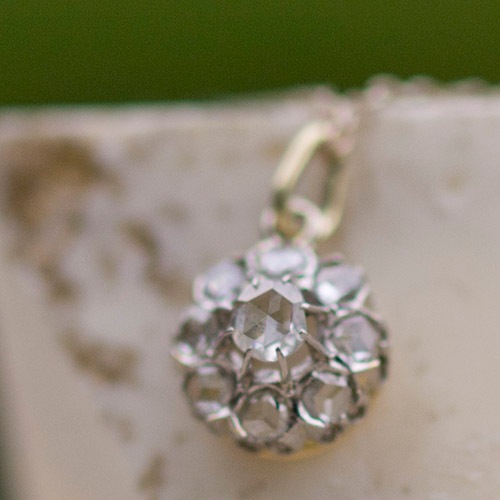 18金　ローズカットダイヤモンド　サークルペンダント